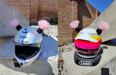 Helmet decorative balls and braids accessory kit with ten style choices and adhesive for motorcycle and ski helmets