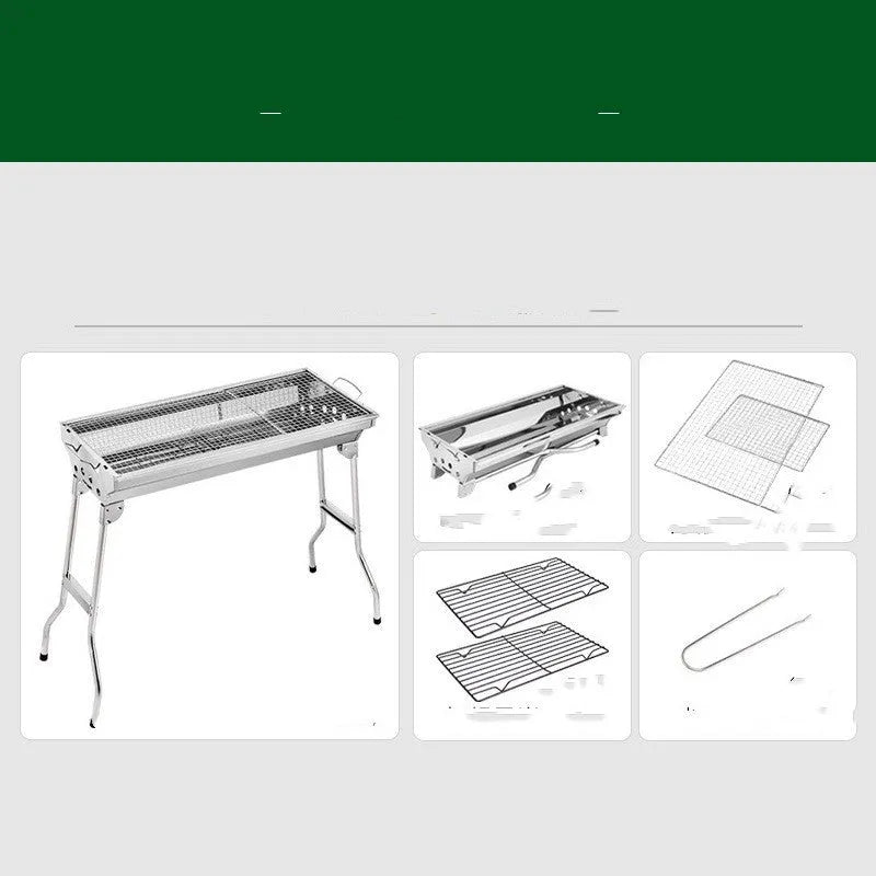 Stainless steel portable folding barbecue oven for outdoor cooking