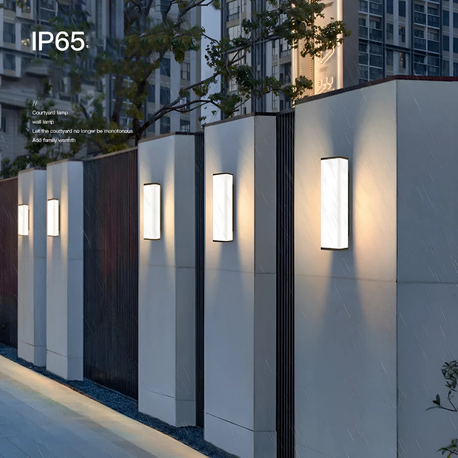 Stainless steel outdoor wall light with IP65 waterproof rating and 60cm connection model