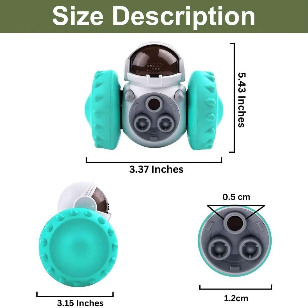 Robot-style self-balancing dog treat dispenser toy for small dogs and cats in five colour options