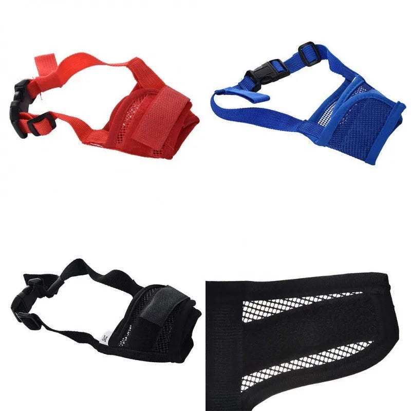 Adjustable plastic dog muzzle in multiple colours with size options for different mouth measurements