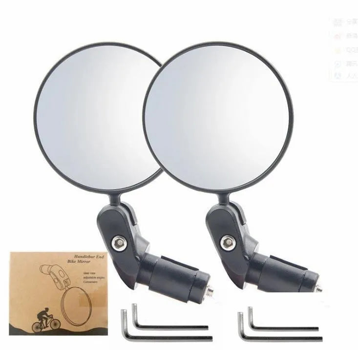Black convex rearview mirror for vehicles showing 7cm diameter lens and adjustable mount.