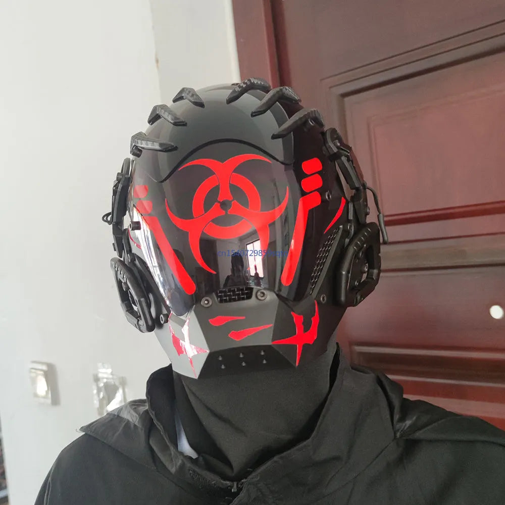 Black bioweapon full face helmet prop for Halloween and cosplay events