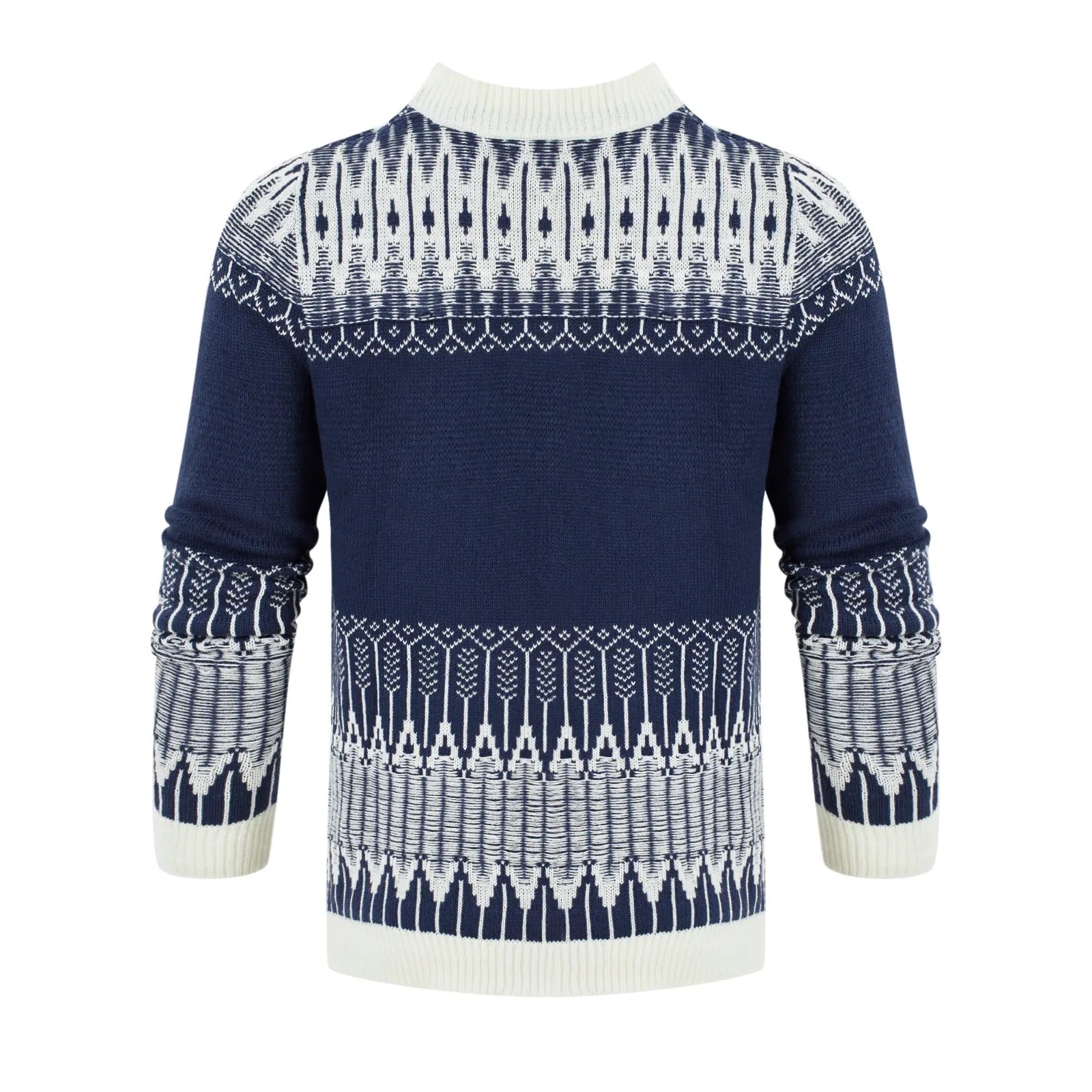 Men's cotton blend knitted pullover sweater in crew neck style with long sleeves