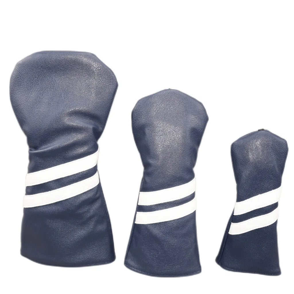 A golf club head cover with two diagonal stripes, shown in one of six available colours.