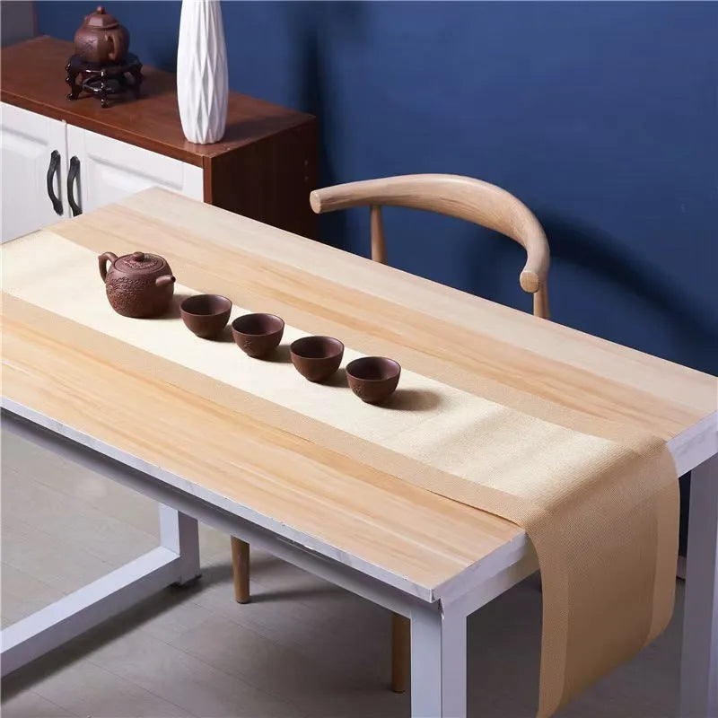 PVC non-slip dish mat in modern simplicity style protecting a wooden dining table