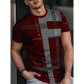 Men's loose fit casual T-shirt with digital 3D printed stripe pattern, short sleeves, polyester fabric