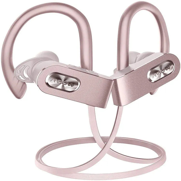 Hanging ear Bluetooth headset in black, pink or red colours with wireless connectivity