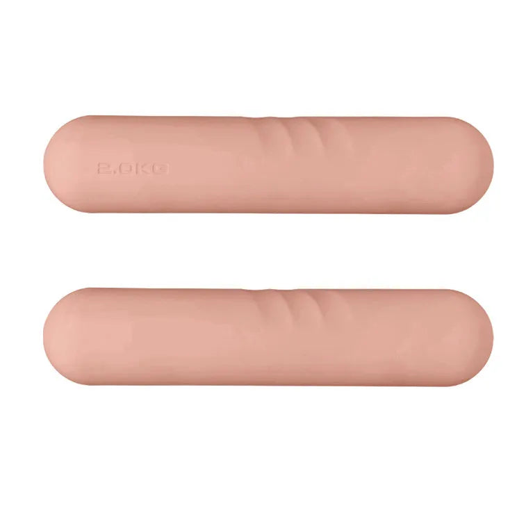 A silicone-edged hand-drawn dumbbell stick in various colours and weights for fitness training.