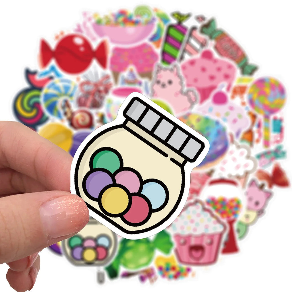 Candy series graffiti stickers colourful cartoon designs adhesive 4-6cm size