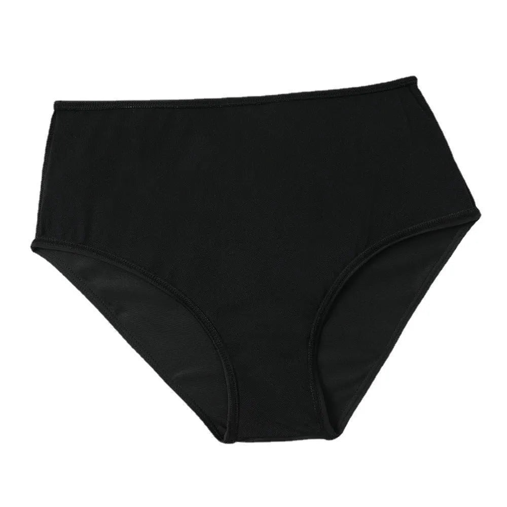 Women's high waist double-layer swimsuit bikini set in black and coconut tree print colours