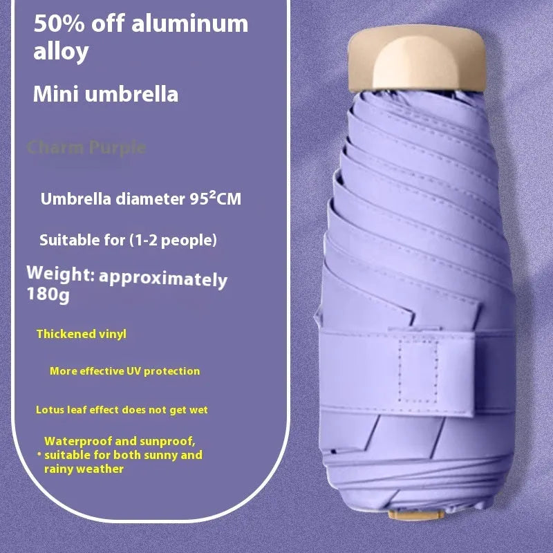 Compact 5-fold gradient vinyl sun umbrella with alloy frame in multiple colour options
