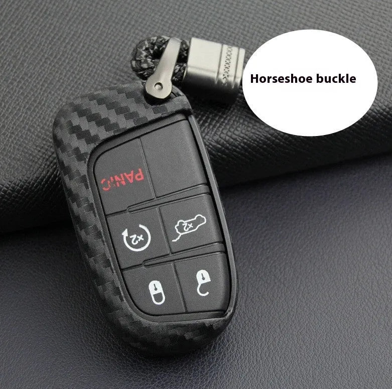 Silicone key protection case with carbon fibre pattern for Dodge Chrysler Fiat car keys