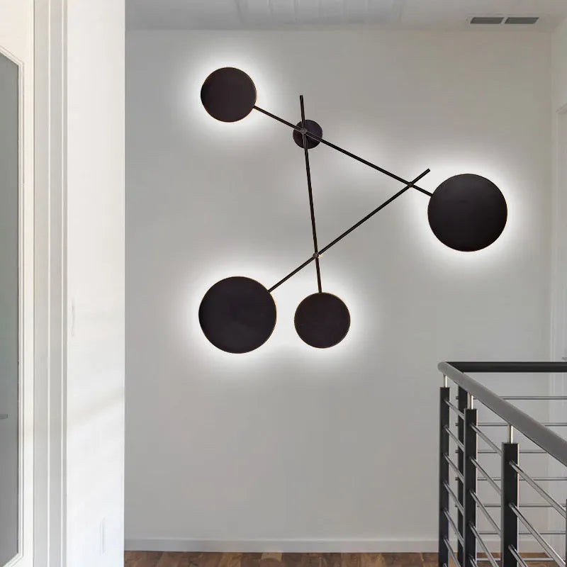 Nordic industrial triangular wrought iron LED wall lamp black finish round lamp head