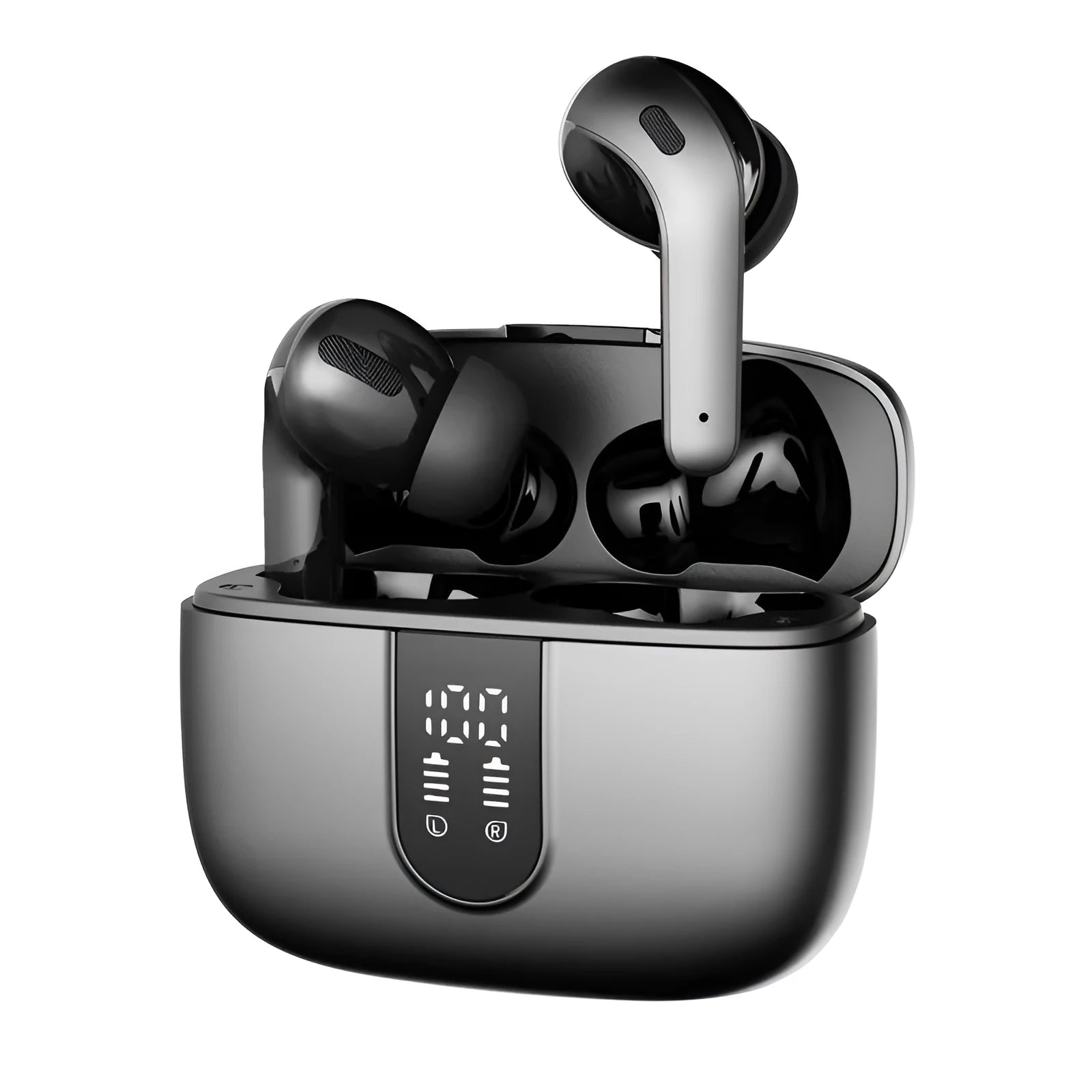 Jerry X08 wireless Bluetooth in-ear headset with digital display showing pairing status