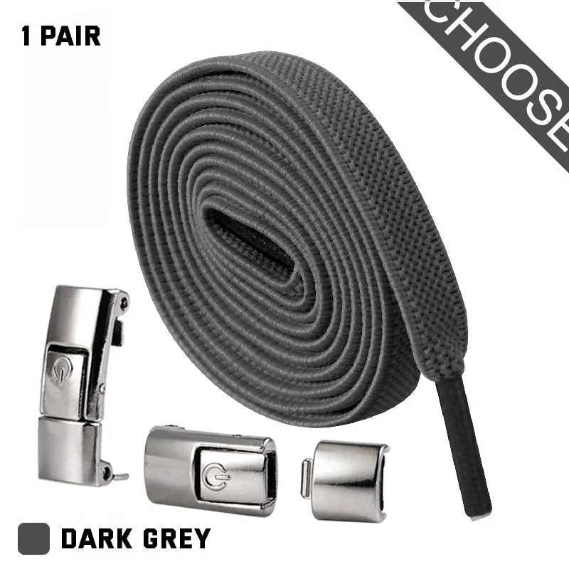8mm wide press lock elastic shoelaces with flat profile and soft cotton construction