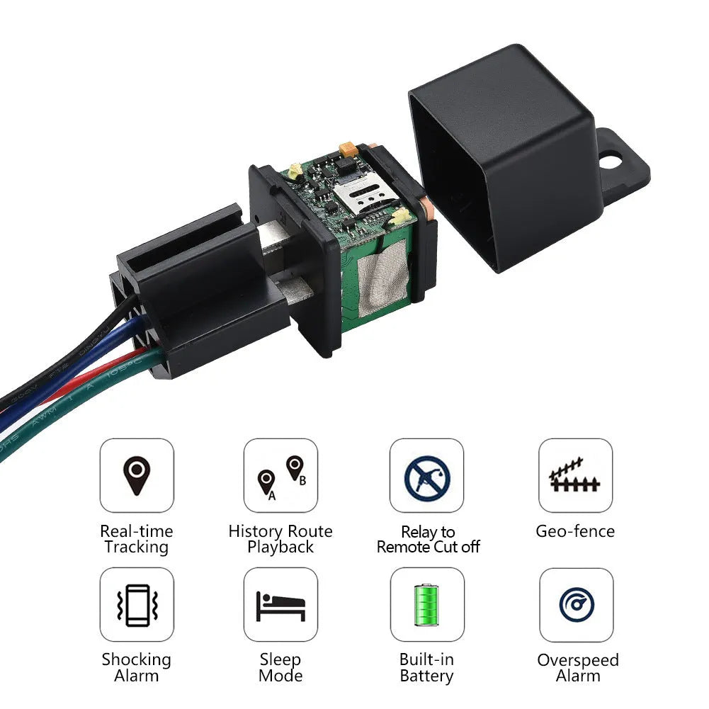 Compact GPS vehicle tracker with ABS plastic housing for electric scooter and motorcycle anti-theft protection