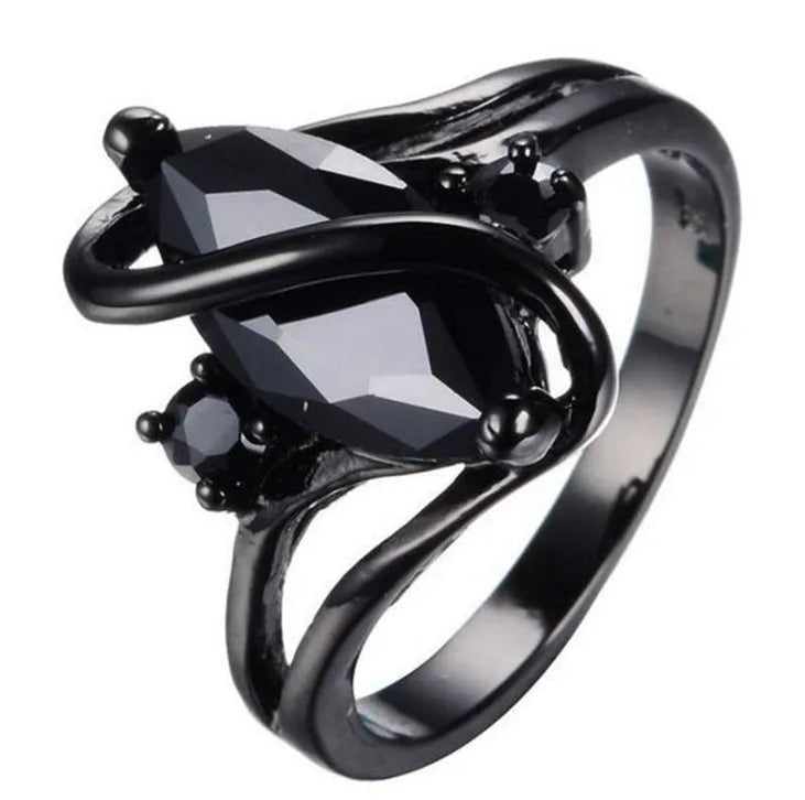 Stainless steel ring with purple zircon CZ crystal retro fashion ladies jewellery