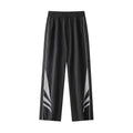 Men's straight-leg sports trousers in black with elastic waistband and button front