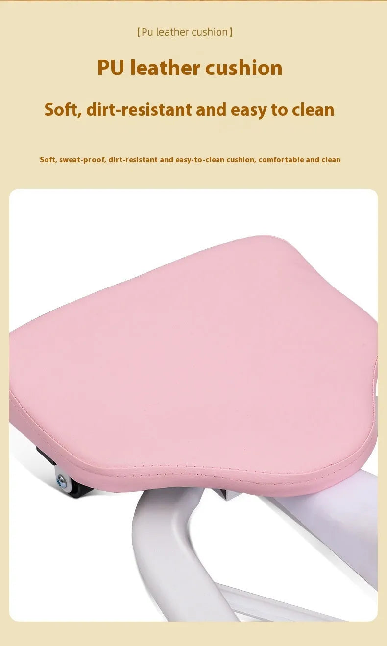 Pink horse leg opener flexibility equipment with steel frame and foam padding for dance training