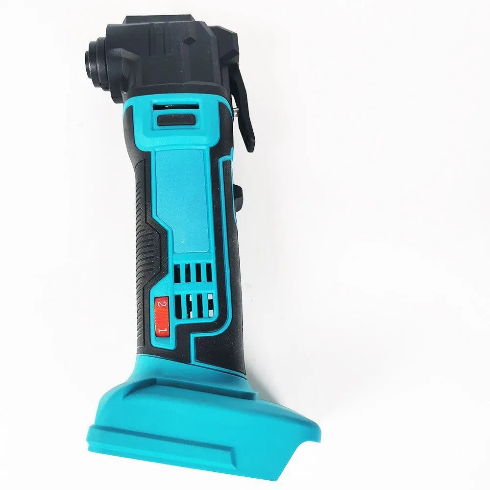 Rechargeable brushless lithium battery trimming machine with metal body, dual charger, and plastic accessory box.