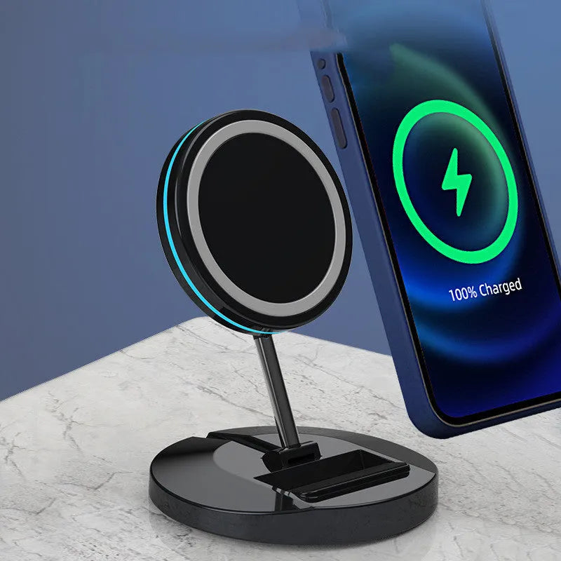 Folding magnetic wireless charging stand compatible with iPhone 12 Magsafe technology