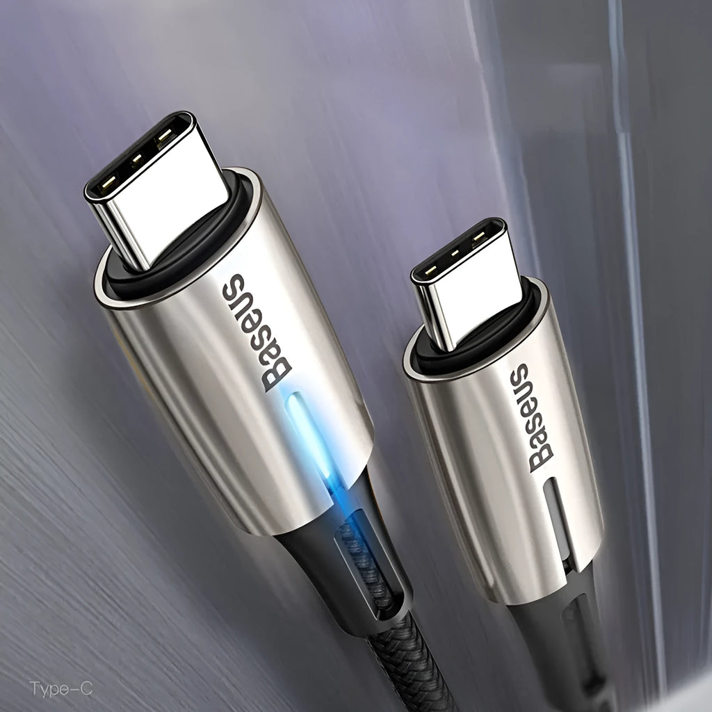 Purple and red USB Type-C to Type-C data cables with 1m length for PD60W fast charging.