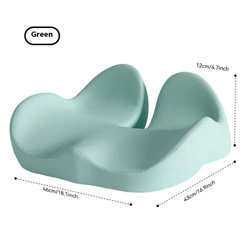 Memory foam seat cushion for office chairs in light grey colour on wooden chair