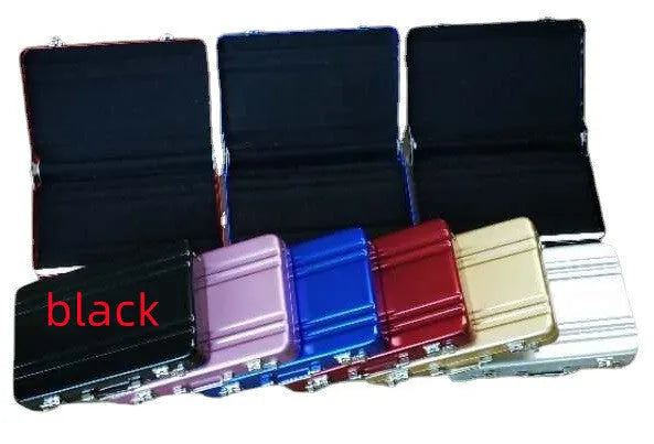 Aluminium alloy metal card holder in six colour options with 100x65mm dimensions