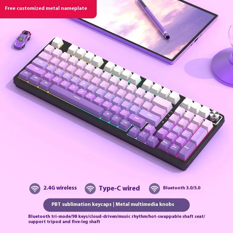 98-key wireless Bluetooth mechanical keyboard with multiple colour theme options