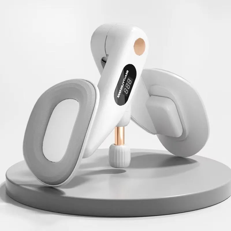 Pelvic floor muscle trainer device in gray colour with counting display and spring mechanism
