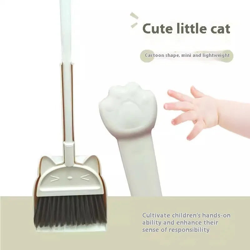 Purple plastic broom and dustpan set with non-stick bristles and rotating brush holder