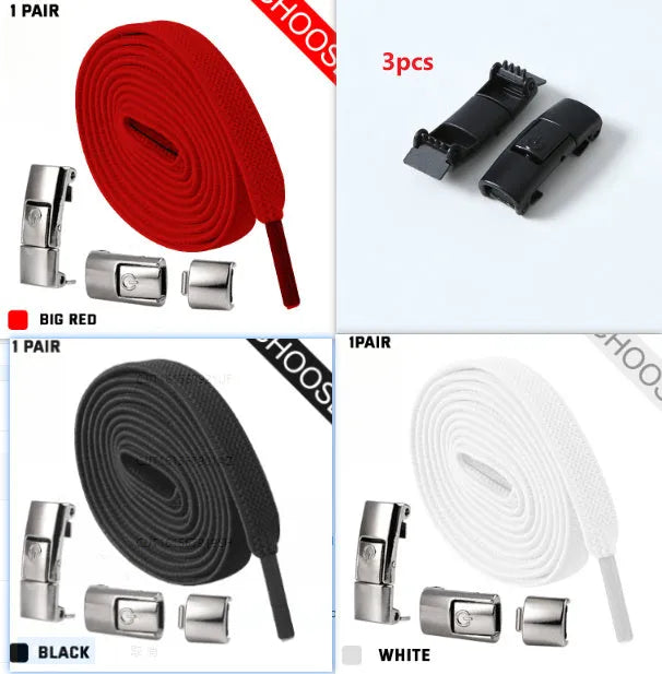 8mm wide press lock elastic shoelaces with flat profile and soft cotton construction