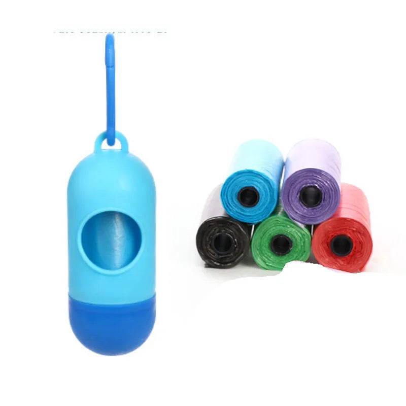 Pack of dog poop bags in six colours black blue green pink purple red sized 22.5x30cm for pet waste