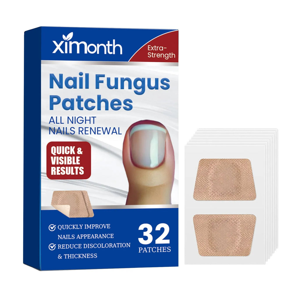 Box of 32 nail repair adhesive bandages measuring 6.1 x 3.5 cm for cracked and damaged nails