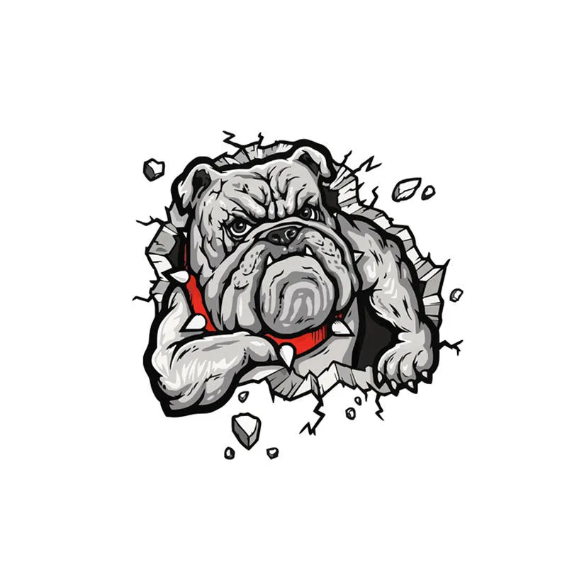 Grey dog pattern motorcycle decorative sticker measuring 17cm by 17cm