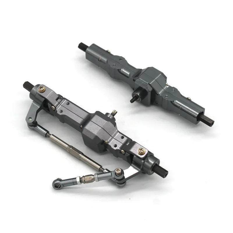 Grey alloy RC car metal accessories with black tyres for military card model remote control vehicles