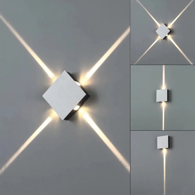Modern square and round LED wall light with iron shade and aluminium frame