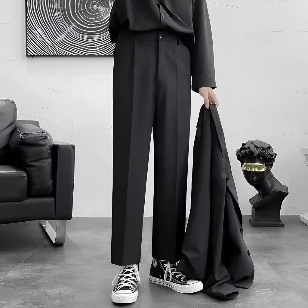 Loose Korean style white wide leg trousers in polyester fibre for teenagers casual wear