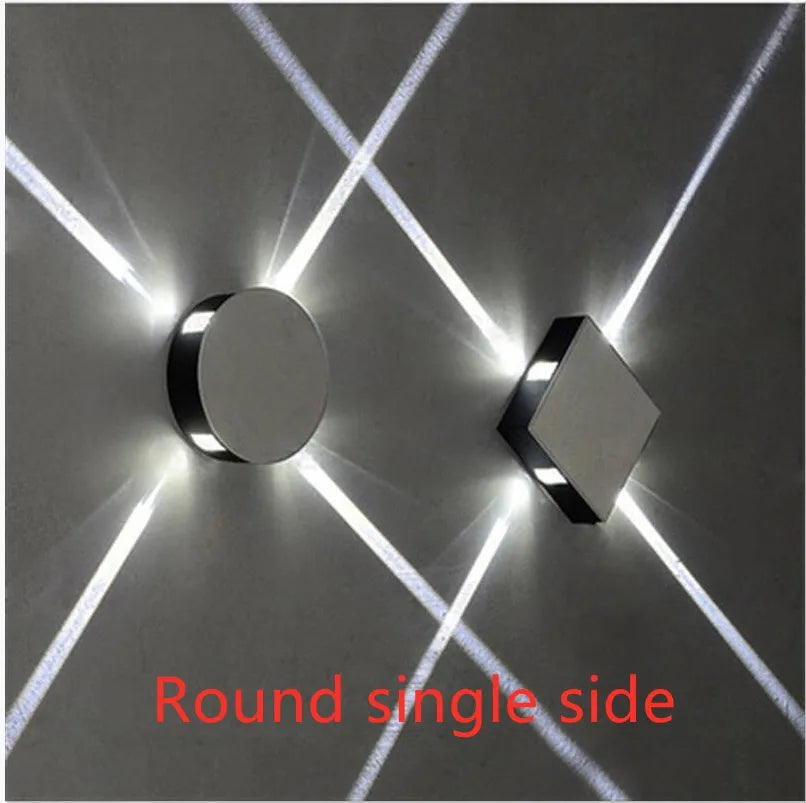 Modern square and round LED wall light with iron shade and aluminium frame