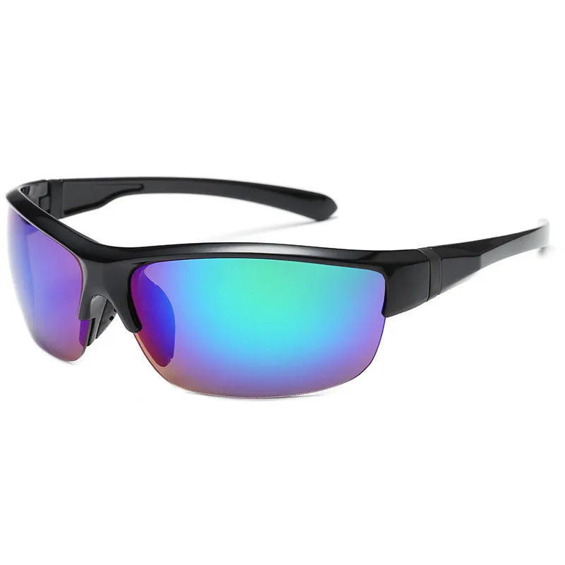 Men's athletic cycling sunglasses with semi-frameless frame in various colour options