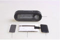 Black car electronic clock and thermometer with LED display on adjustable dashboard bracket