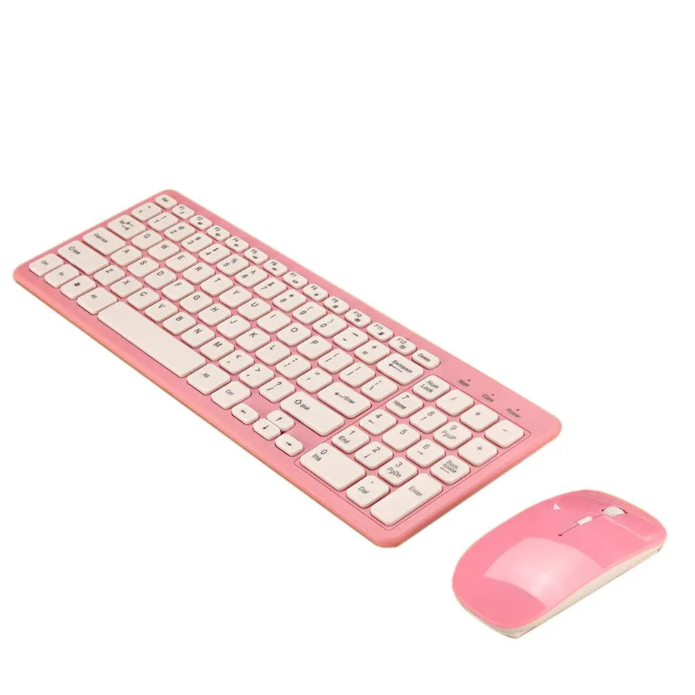 96-key wireless keyboard and mouse set in choice of colours with compact design and micro USB receiver