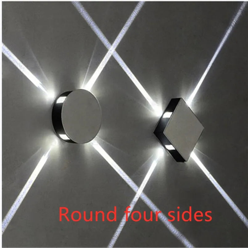 Modern square and round LED wall light with iron shade and aluminium frame