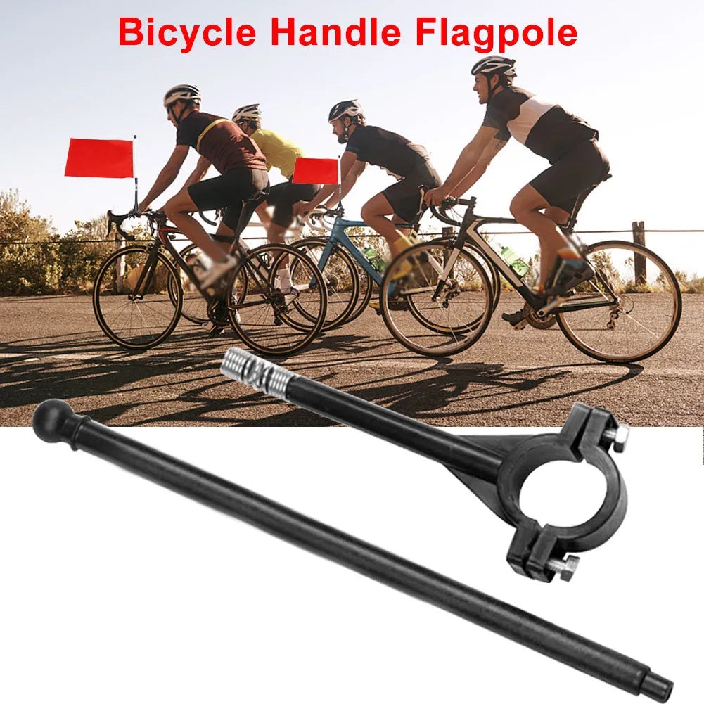 Square polyester cycling flag on plastic handlebar pole for promotional use