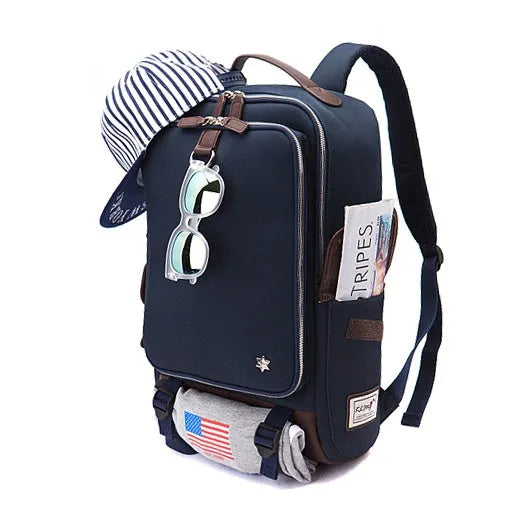 Modern men's Oxford cloth backpack in Army Green colour, showing its large main compartment.