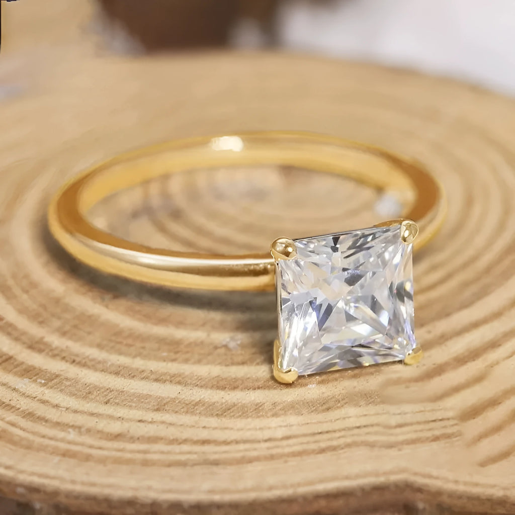 Women's 925 silver zirconium geometric ring in silver gold and rose gold colours