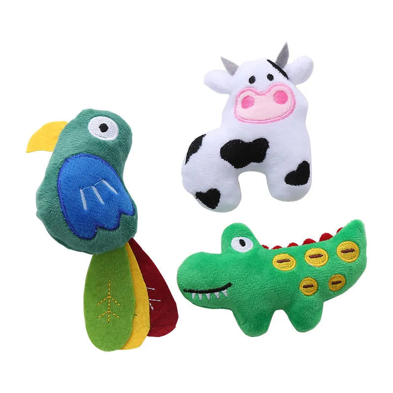 Cow parrot shape plush cat toy with catnip filling for interactive play
