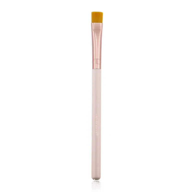 26 piece pink makeup brush set with wooden handles in a PU storage bag