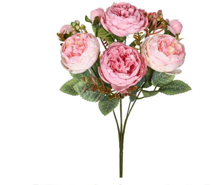 Silk artificial peony bouquet in champagne colour for wedding and home decoration